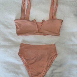 L*space ribbed high-waisted pink bikini